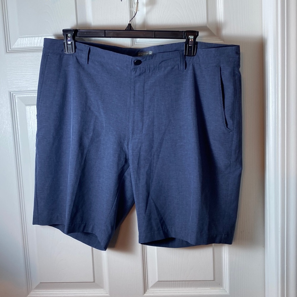 Peter Millar Crown Sport Men Shorts Waist 40" Blue Golf Performance 9” Inseam